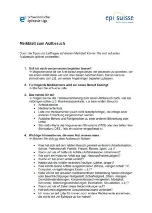 Merkblatt Arztbesuch