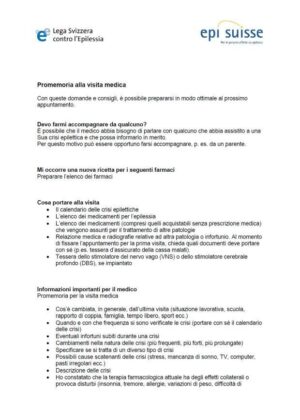 Promemoria alla visita medica